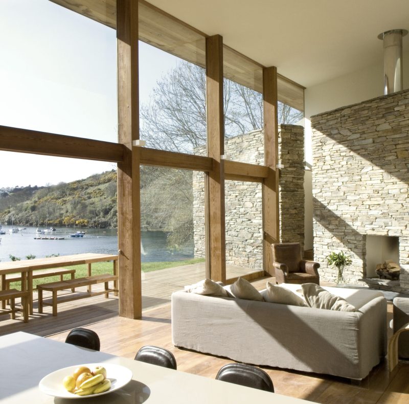 Large windows in modern living room